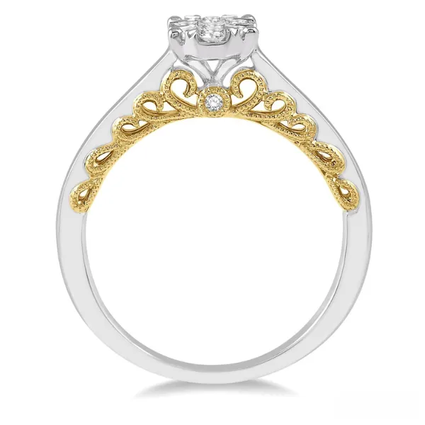 Sunbright 14K Two-Tone 0.35ctw Oval Cluster Diamond Engagement Ring Image 3 Diamonds Direct St. Petersburg, FL