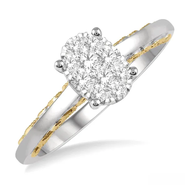Sunbright 14K Two-Tone 0.35ctw Oval Cluster Diamond Engagement Ring Diamonds Direct St. Petersburg, FL
