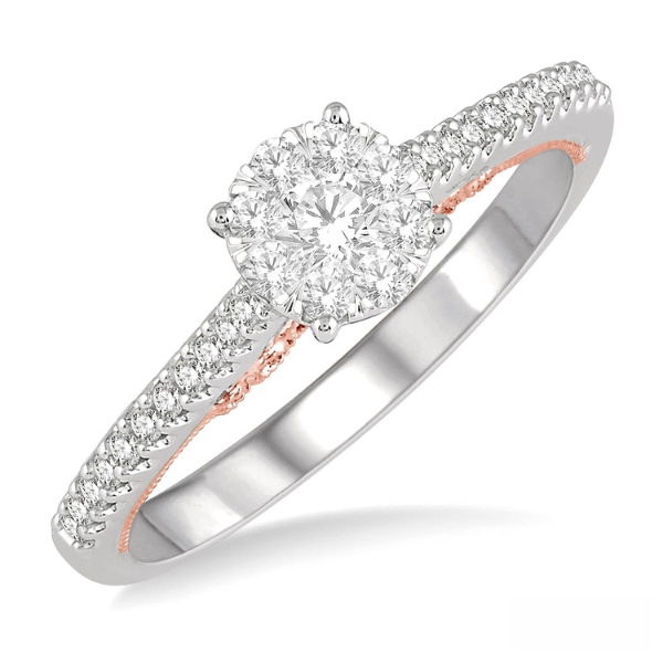 Sunbright 14K Two-Tone 0.35ctw Cluster Diamond Engagement Ring Diamonds Direct St. Petersburg, FL