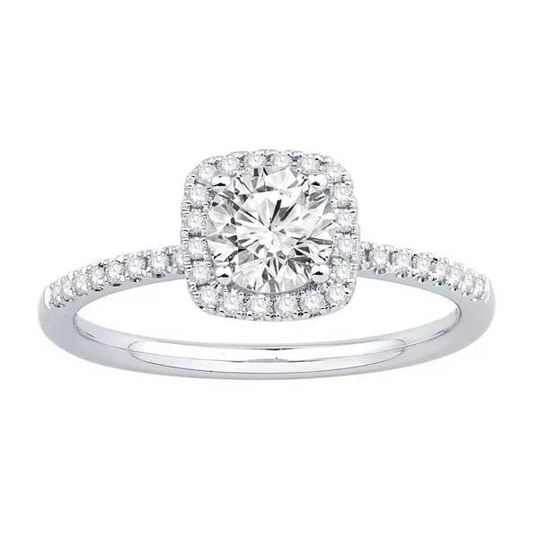 14KW 0.93ctw Round Diamond Halo Engagement Ring Diamonds Direct St. Petersburg, FL