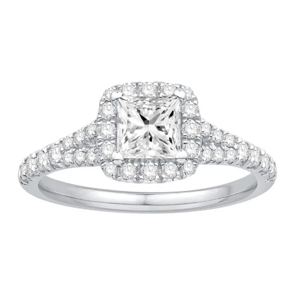 14KW 1.23ctw Princess Cut Halo Diamond Engagement Ring Diamonds Direct St. Petersburg, FL
