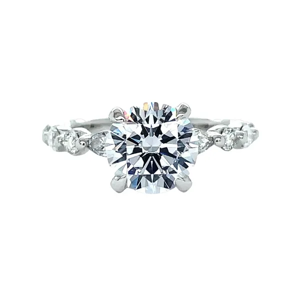 Round 14KW 0.18ctw Marquise & Round Diamond Band Semi-Mount Engagement Ring Setting Image 4 Diamonds Direct St. Petersburg, FL