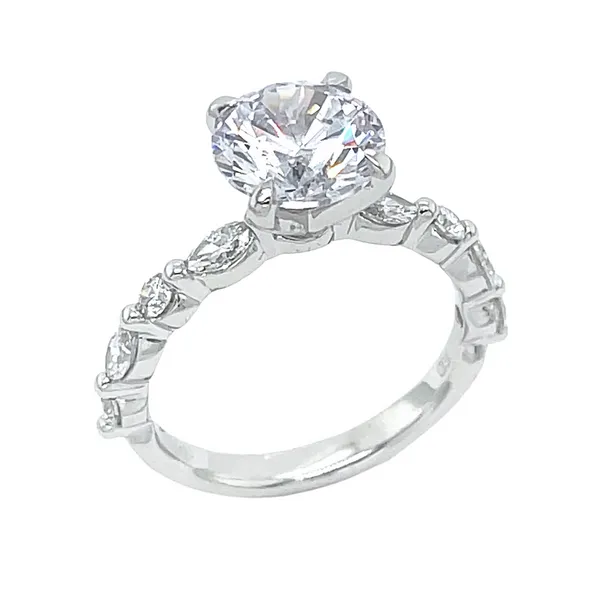 Round 14KW 0.18ctw Marquise & Round Diamond Band Semi-Mount Engagement Ring Setting Diamonds Direct St. Petersburg, FL