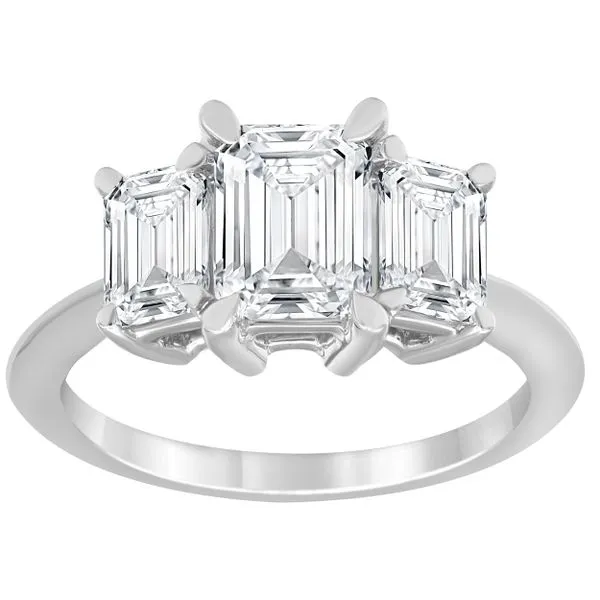 14KW 3.05ctw Lab-Grown Emerald Diamond Three-Stone Engagement Ring Diamonds Direct St. Petersburg, FL