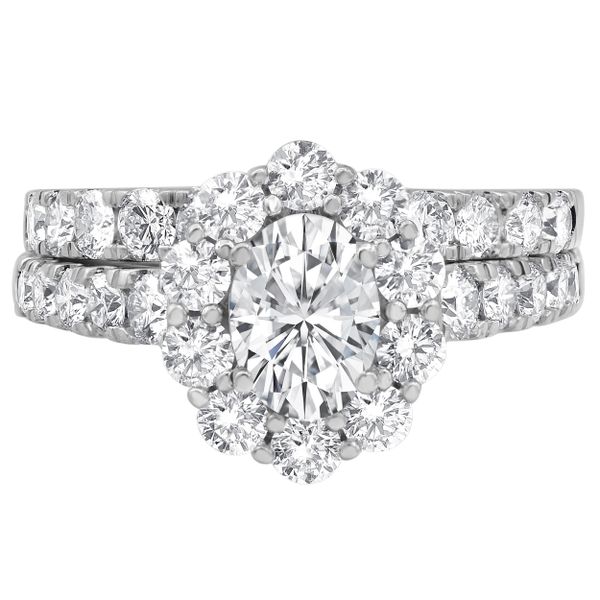 14KW 3.00ctw Oval Lab-Grown Diamond Halo Bridal Set Diamonds Direct St. Petersburg, FL