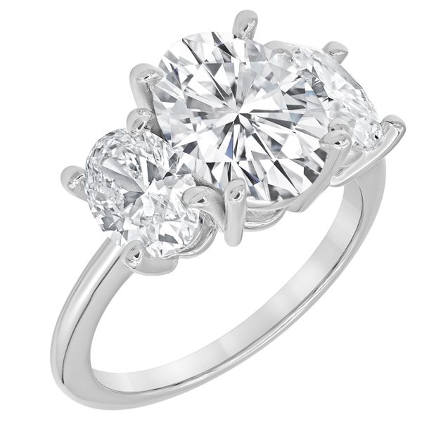 14KW 3.00ctw Lab-Grown Oval Diamond Three-Stone Engagement Ring Diamonds Direct St. Petersburg, FL
