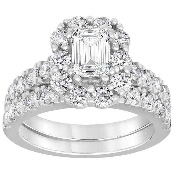 14KW 3.00ctw Lab-Grown Emerald Diamond Halo Bridal Set Diamonds Direct St. Petersburg, FL