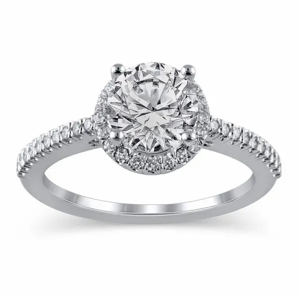 14KW 1.01ctw Lab-Grown Round Diamond Halo Engagement Ring Diamonds Direct St. Petersburg, FL