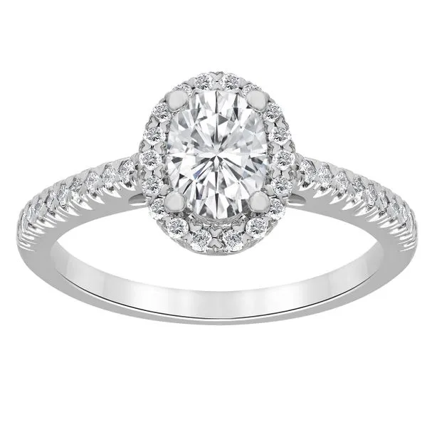 14KW 1.03ctw Lab-Grown Oval Diamond Halo Engagement Ring Diamonds Direct St. Petersburg, FL