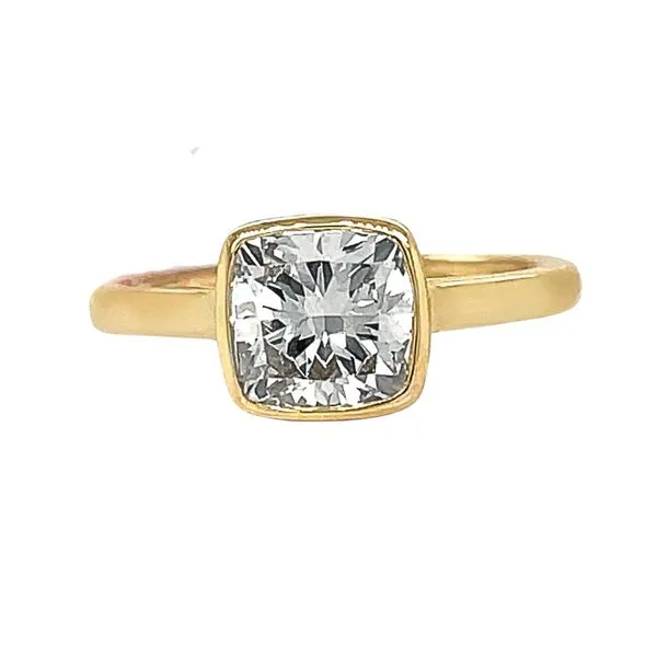 14KY 2.00ct Cushion Lab-Grown Diamond Bezel Solitaire Engagement Ring Diamonds Direct St. Petersburg, FL