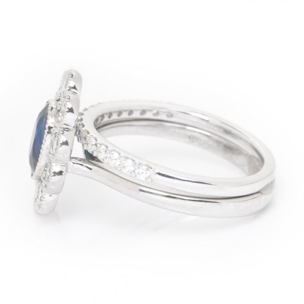 14KW 1.72ct Oval Blue Sapphire & Diamond Bridal Set Image 2 Diamonds Direct St. Petersburg, FL