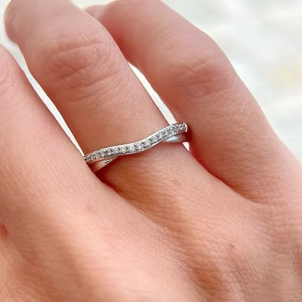 14KW 0.10ctw Curved Diamond Wedding Band Image 2 Diamonds Direct St. Petersburg, FL