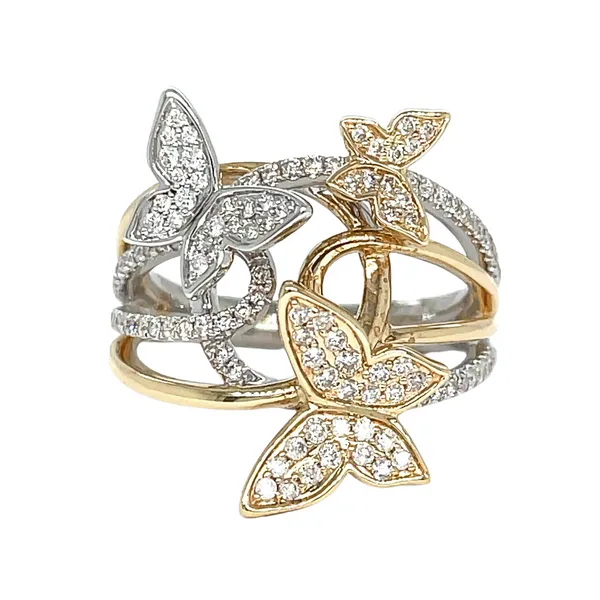 14K Two-Tone 0.48ctw Diamond Butterfly Ring Image 2 Diamonds Direct St. Petersburg, FL