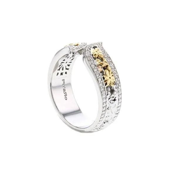 PiyaRo Sterling Silver & 14KY 0.26ctw Diamond Fashion ByPass Ring Image 2 Diamonds Direct St. Petersburg, FL