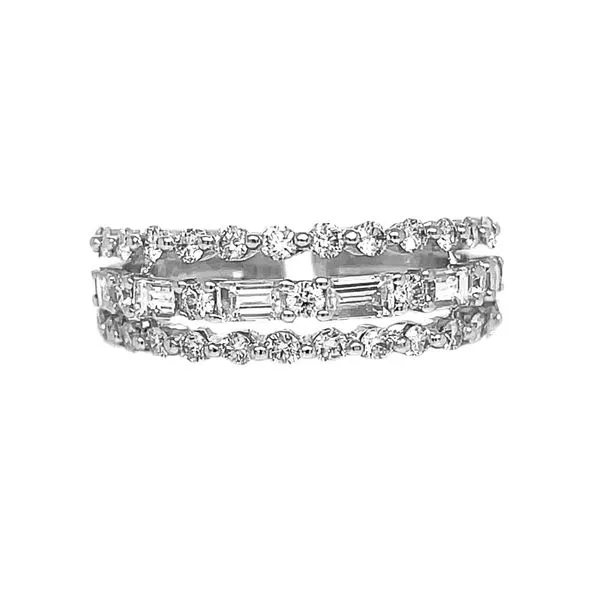 14KW 1.24ctw Three-Row Baguette and Round Diamond Fashion Ring Diamonds Direct St. Petersburg, FL