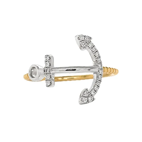 14K Two-Tone 0.10ctw Diamond Anchor Fashion Ring Image 2 Diamonds Direct St. Petersburg, FL