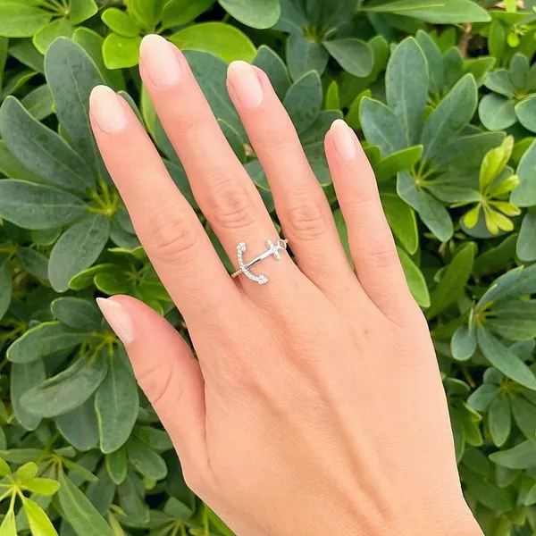 14K Two-Tone 0.10ctw Diamond Anchor Fashion Ring Image 4 Diamonds Direct St. Petersburg, FL