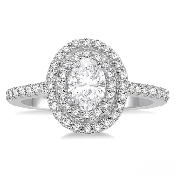 Oval 14KW 0.50ctw Double Halo Diamond Semi-Mount Engagement Ring Setting Image 2 Diamonds Direct St. Petersburg, FL