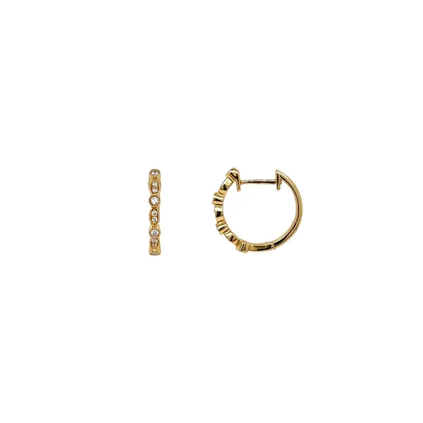 14KY 0.09ctw Small Diamond Hoop Earrings Image 2 Diamonds Direct St. Petersburg, FL