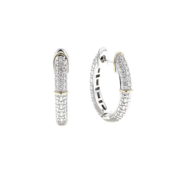 PiyaRo Sterling Silver & 14KY 0.50ctw Diamond Hoop Earrings Diamonds Direct St. Petersburg, FL