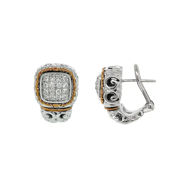 PiyaRo Sterling Silver & 14KY 0.60ctw Diamond Cluster Earrings Diamonds Direct St. Petersburg, FL
