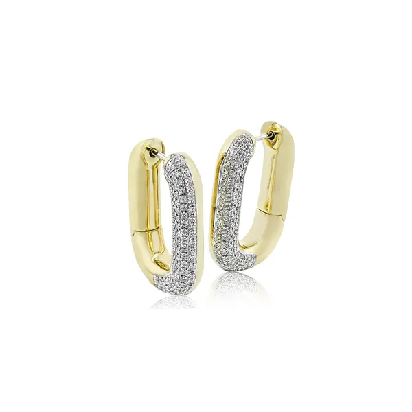 18K Two-Tone 0.80ctw Diamond Hoop Earrings Diamonds Direct St. Petersburg, FL