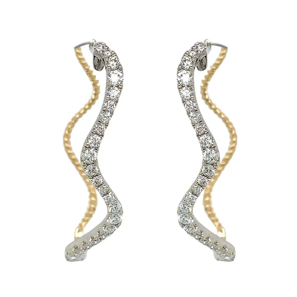 14K Two-Tone 1.21ctw Diamond Swirl Hoop Earrings Diamonds Direct St. Petersburg, FL