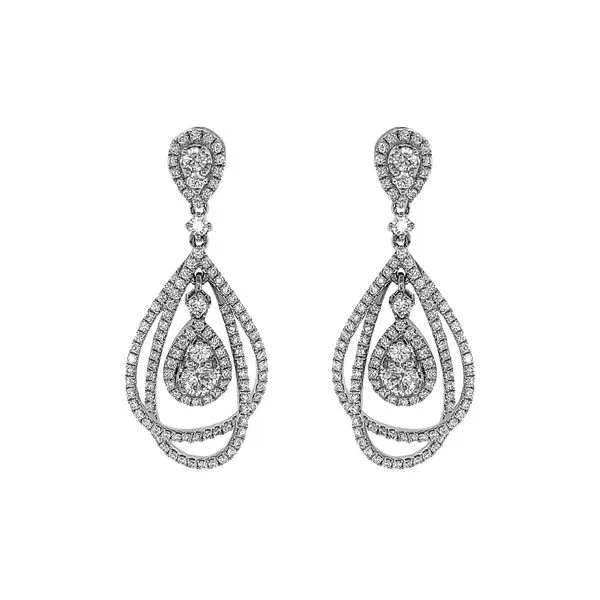18KW 2.22ctw Round Diamond Drop Swirl Earrings Diamonds Direct St. Petersburg, FL