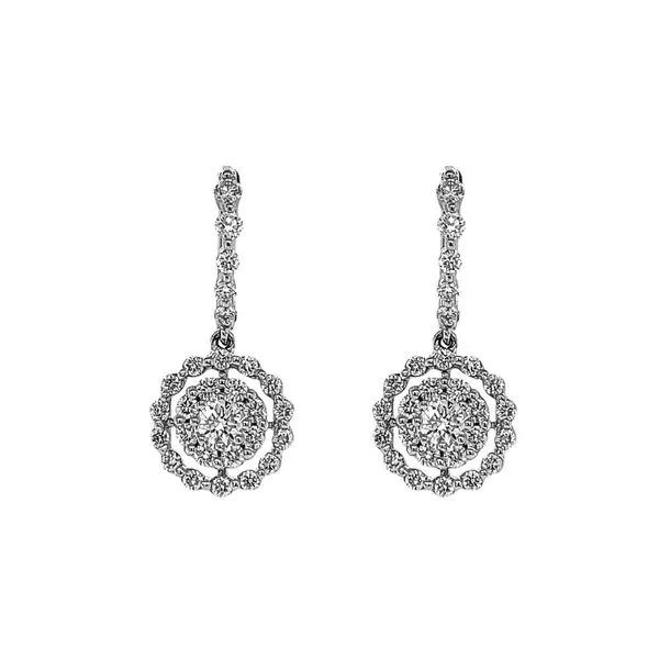 18KW 1.11ctw Round Diamond Drop Halo Earrings Diamonds Direct St. Petersburg, FL