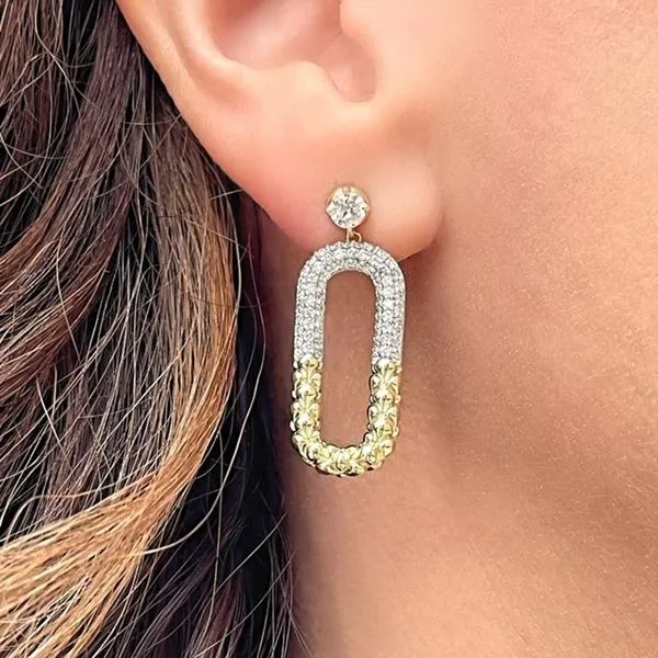 10KY 1.00ctw Diamond Dangle Fashion Earrings Image 2 Diamonds Direct St. Petersburg, FL