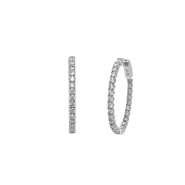 14KW 0.73ctw Oval Diamond Hoop Earrings Diamonds Direct St. Petersburg, FL