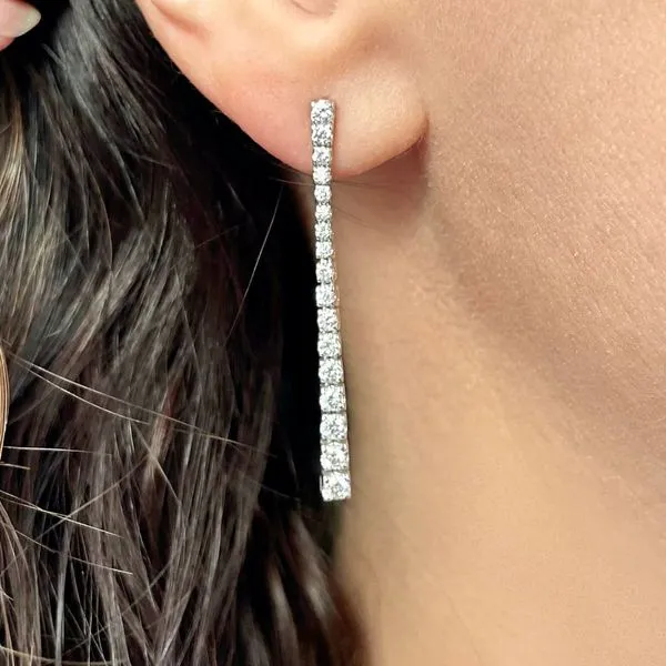 18 Karat White Gold 0.98ctw Diamond Dangle Earrings Image 2 Diamonds Direct St. Petersburg, FL