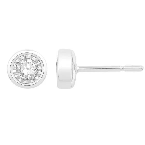 10Kt White Gold 0.10ctw Diamond Bezel Earrings Diamonds Direct St. Petersburg, FL