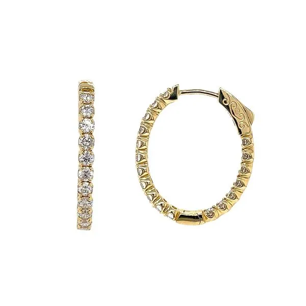 14KY 1.90ctw Diamond Hoop Earrings Image 2 Diamonds Direct St. Petersburg, FL