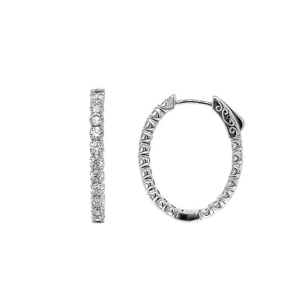 14KW 1.50ctw Diamond Hoop Earrings Image 2 Diamonds Direct St. Petersburg, FL