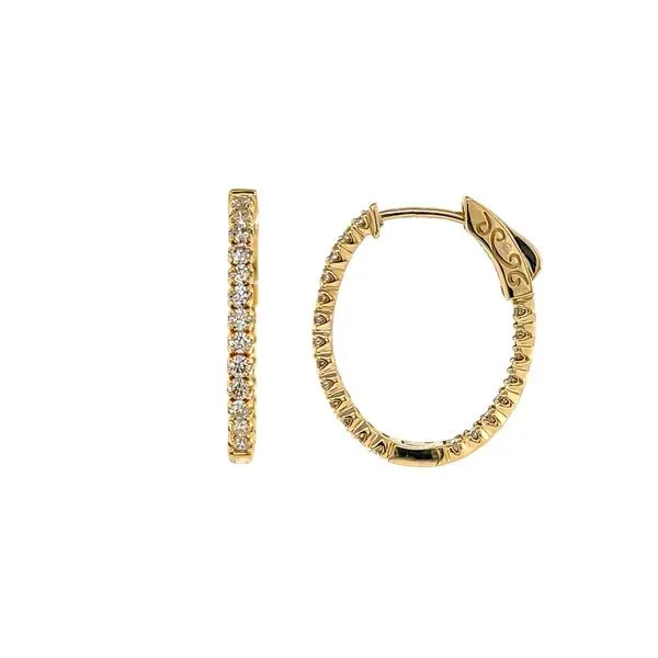 14KY 1.00ctw Diamond Hoop Earrings Image 2 Diamonds Direct St. Petersburg, FL