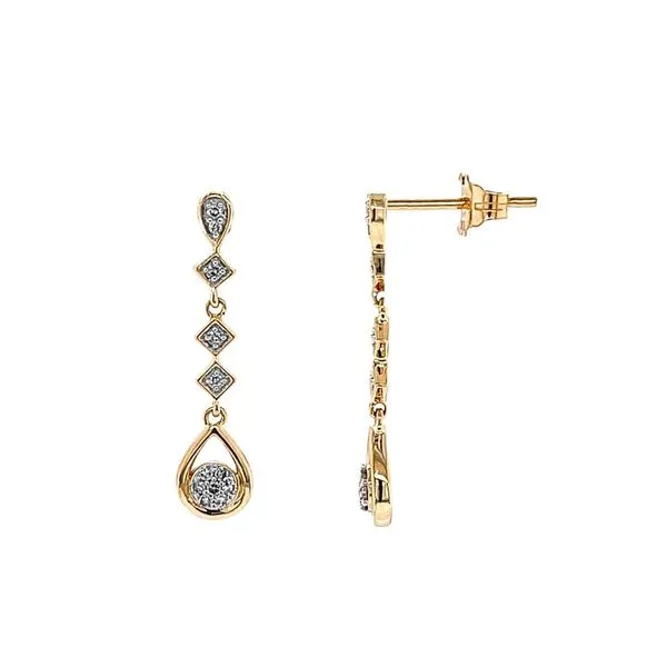 1988 Collection 10KY 0.10ctw Diamond Drop Fashion Earrings Image 2 Diamonds Direct St. Petersburg, FL