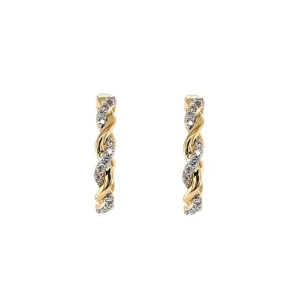 1988 Collection 10KY 0.10ctw Twisted Diamond Hoop Earrings Diamonds Direct St. Petersburg, FL