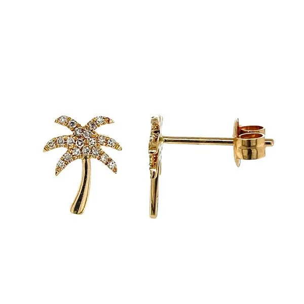 14KY 0.12ctw Diamond Palm Tree Stud Earrings Image 2 Diamonds Direct St. Petersburg, FL