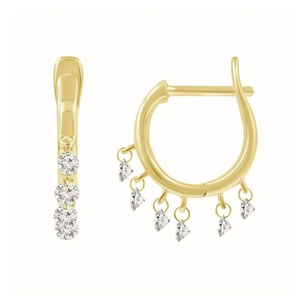 18KY 0.33ctw Diamond Dangle Hoop Earrings Diamonds Direct St. Petersburg, FL