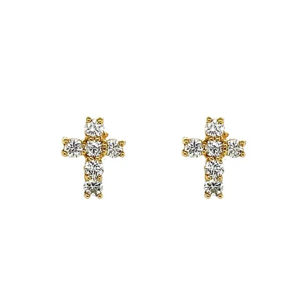 18KY 0.22ctw Diamond Cross Stud Earrings Diamonds Direct St. Petersburg, FL
