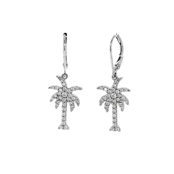 14KW 0.22ctw Diamond Palm Tree Earrings Image 2 Diamonds Direct St. Petersburg, FL