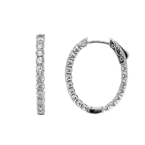 14KW 2.00ctw Diamond Hoop Earrings Image 2 Diamonds Direct St. Petersburg, FL