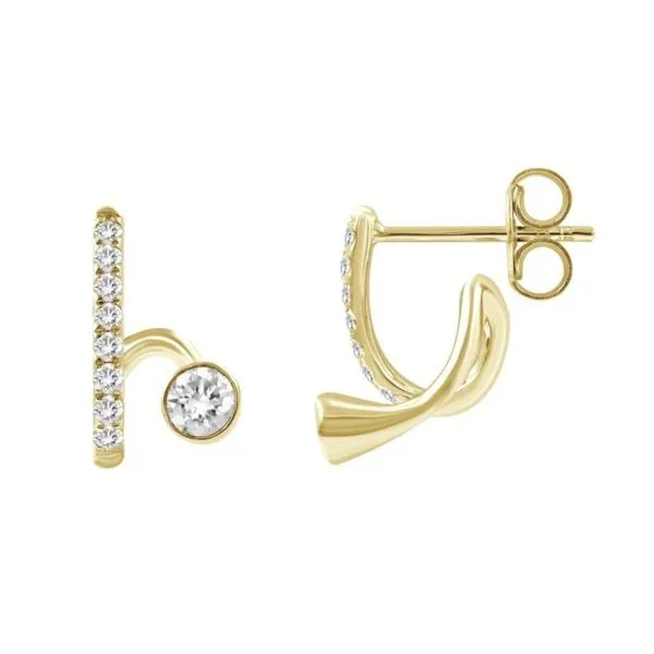 18KY 0.40ctw Diamond Dangle Hoop Earrings Diamonds Direct St. Petersburg, FL