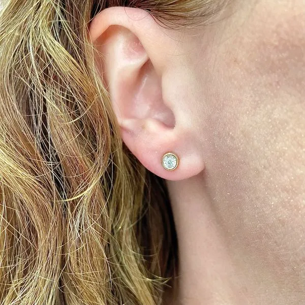 10KY 0.10ctw Diamond Bezel Earrings Image 2 Diamonds Direct St. Petersburg, FL