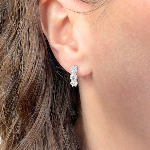 14KW 1.50ctw Diamond Hoop Earrings Image 2 Diamonds Direct St. Petersburg, FL