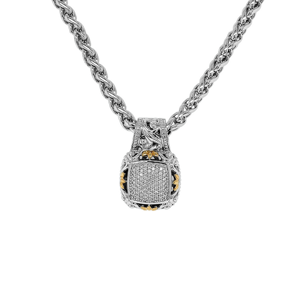 PiyaRo Sterling Silver & 14KY 0.60ctw Diamond Cluster Necklace Diamonds Direct St. Petersburg, FL
