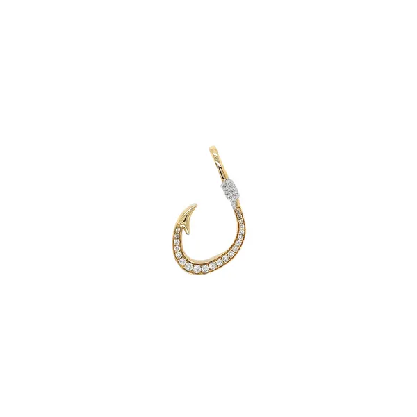 14K Two-Tone 0.06ctw Diamond Fish Hook Pendant Diamonds Direct St. Petersburg, FL