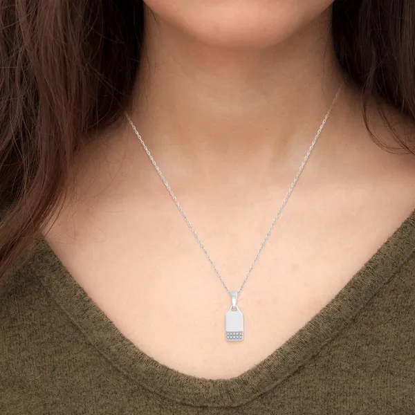 10KW 0.05ctw Diamond Dog Tag Pendant Image 3 Diamonds Direct St. Petersburg, FL