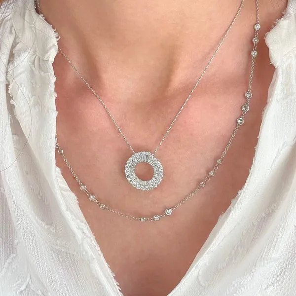14KW 2.05ctw Baguette Diamond Circle Pendant Image 2 Diamonds Direct St. Petersburg, FL